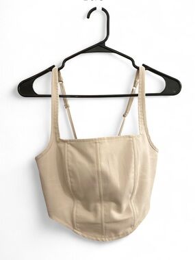 Kittenish Beige Corset-Style Crop Top XS